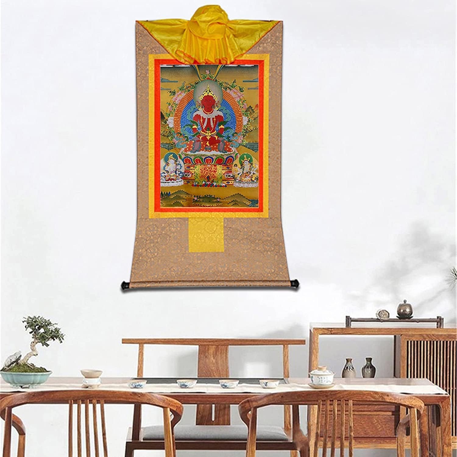 Amazon｜チベットタンカ壁掛けブロケード、仏教タペストリー、阿弥陀